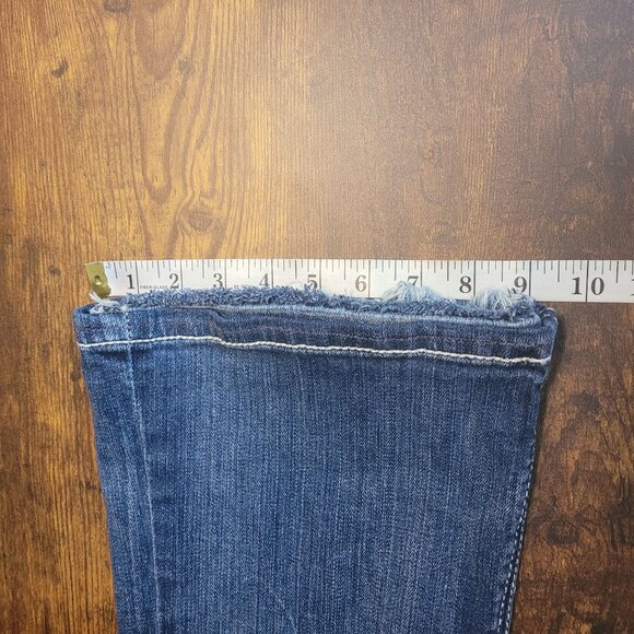 Maurices Jeans Womens 11-12 R Flare Low Rise Ripped Thick Stitch Medium Light - Picture 10 of 11